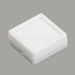 Plastic Jewelry Set Boxes, with Velvet Inside, Square, White, 40x40x15mm(X-OBOX-G007-03B)