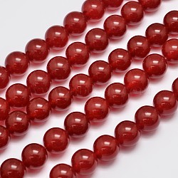 Natural & Dyed Malaysia Jade Bead Strands, Imitation Red Agate, Round, Red, 14mm, Hole: 1.0mm, about 27pcs/strand, 15 inch(G-A146-14mm-A02)