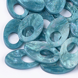Cellulose Acetate(Resin) Pendants, Oval, Steel Blue, 27.5x17x3mm, Hole: 8.5mm(X-KY-S157-30D)