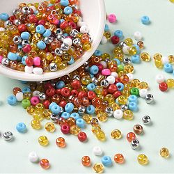 Opaque & Transparent & Metallic Colours Glass Seed Beads, Round Hole, Round, Colorful, 4~4.5x2.5~3mm, Hole: 1.2~1.4mm, about 5769Pcs/pound(SEED-A030-07A)