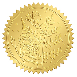 Self Adhesive Gold Foil Embossed Stickers, Medal Decoration Sticker, Leaf Pattern, 5x5cm(DIY-WH0211-162)