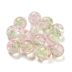 Transparent Spray Painting Crackle Glass Beads, Round, Pink, 8mm, Hole: 1.6mm, 300pcs/bag(GLAA-L046-01B-33)