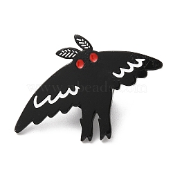 Halloween Bat Enamel Pin, Electrophoresis Black Plated Alloy Animal Badge for Backpack Clothes, Electrophoresis Black, 25x34x1.5mm(JEWB-A011-01EB-02)