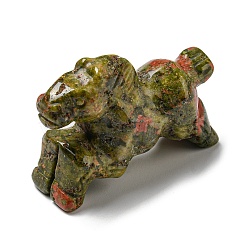 Natural Unakite Carved Healing Horse Figurines, Reiki Energy Stone Display Decorations, 33~34.5x17x50~54mm(DJEW-D012-05B)