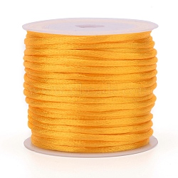 Nylon Cord, Satin Rattail Cord, for Beading Jewelry Making, Chinese Knotting, Gold, 1.5mm, about 16.4 yards(15m)/roll(NWIR-L006-1.5mm-23)