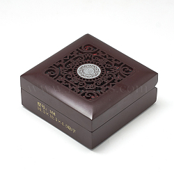 Wooden Bracelet Boxes, with Cloth Inside, Square, Coconut Brown, 10.5x10.5x4.5cm(OBOX-Q014-03A)