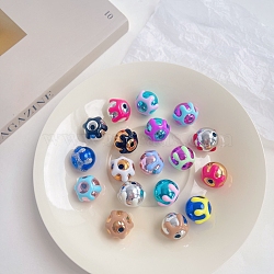 Enamel Acrylic Beads, Hand Drawn Beads, Round, Mixed Color, 16mm(X-MACR-K341-01)