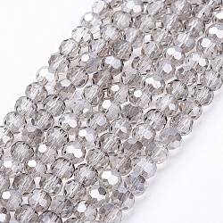 Glass Beads Strands, Faceted(32 Facets), Round, Gainsboro, 6mm, Hole: 1.2mm, about 88~91pcs/strand, 19.49 inch~20.08 inch(49.5~51cm)(X-EGLA-J042-6mm-15)