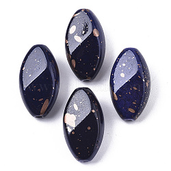 Spray Painted & Drawbench Acrylic Beads, Oval, Prussian Blue, 23x13x10mm, Hole: 2mm(X-DACR-N001-004)