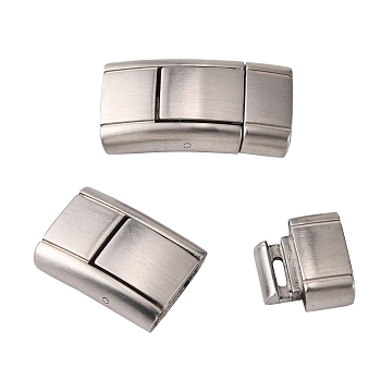 304 Stainless Steel Bayonet Clasps, Rectangle, Matte, Stainless Steel Color, 24x12.5x5.5mm, Hole: 3x10.5mm