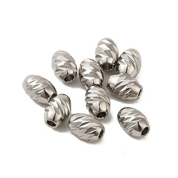 Non-Tarnish 304 Stainless Steel Beads, Oval, Stainless Steel Color, 7x5mm, Hole: 1.5mm