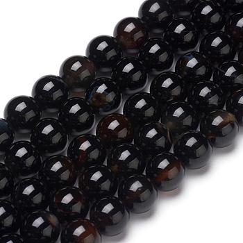 Natural Black Onyx Beads Strands, Dyed & Heated, Grade B, Round, 8mm, Hole: 1.2mm, about 48pcs/strand, 15.16 inch(38.5 cm)
