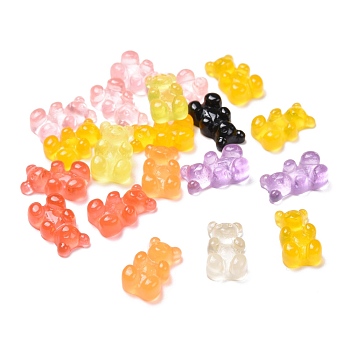Bear Resin Cabochons, for Photo Pendant Craft Jewelry Making, Mixed Color, 12.5x7x4mm