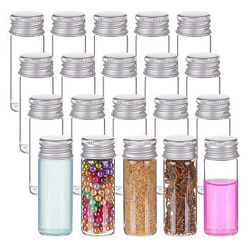 Glass Empty Cosmetic Containers, with Aluminum Screw Top Lids, Clear, 2.2x6.1cm, Inner Diameter: 1.4cm, Capacity: 12ml(0.41fl. oz)