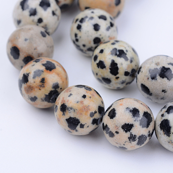Natural Dalmatian Jasper Beads Strands, Round, 8~8.5mm, Hole: 1mm, about 47pcs/strand, 15.5 inch