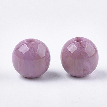 Resin Beads, Imitation Gemstone, Round, Old Rose, 19.5~20mm, Hole: 2~2.5mm