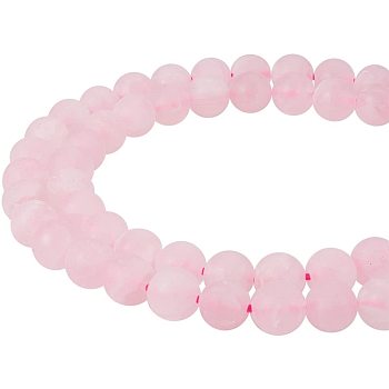 Frosted Natural Rose Quartz Bead Strands, Round, 8mm, Hole: 1mm, about 47pcs/strand, 15.3 inch, 1strand/set
