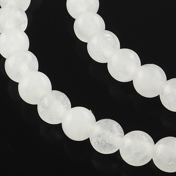 Dyed Natural White Jade Round Bead Strands, White, 8mm, Hole: 1mm, about 48pcs/strand, 14.9 inch