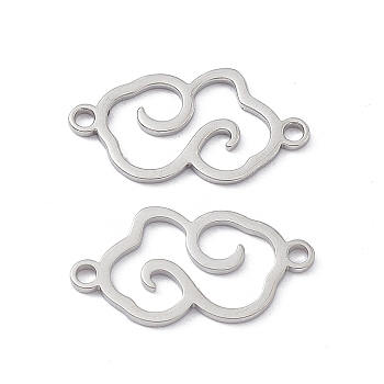 304 Stainless Steel Connector Charms, Hollow Cloud Links, Stainless Steel Color, 19x10x1mm, Hole: 1.4mm