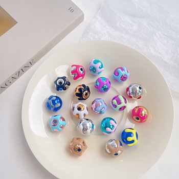 Enamel Acrylic Beads, Round, Mixed Color, 16mm