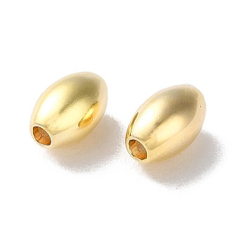 Brass Beads, Rice, Real 18K Gold Plated, 5x3mm, Hole: 1mm