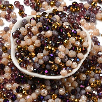 Glass Beads, Faceted, Rondelle, Purple, 6x5mm, Hole: 1mm, about 2360pcs/500g