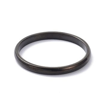 2mm Polished Plain Dome Finger Ring for Girl Women, 304 Stainless Steel Rings, Electrophoresis Black, US Size 6(16.5mm)