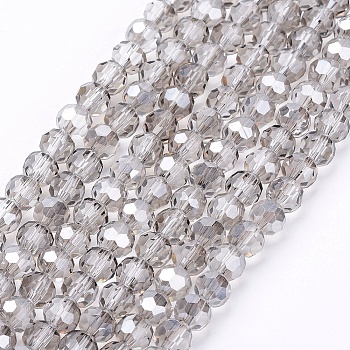 Glass Beads Strands, Faceted(32 Facets), Round, Gainsboro, 6mm, Hole: 1.2mm, about 88~91pcs/strand, 19.49 inch~20.08 inch(49.5~51cm)