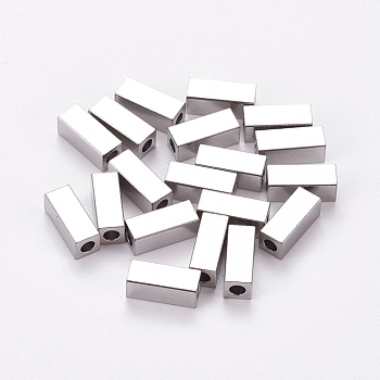 201 Stainless Steel Beads, Cuboid, Stainless Steel Color, 10x4x4mm, Hole: 2mm