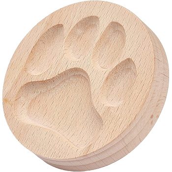 Wood Cookie Molds, Biscuit Stamps, Round, Paw Print, 65.5x40mm, Inner Diameter: 49mx49m