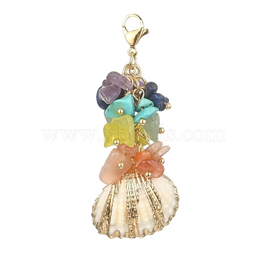 Floral White Shell Shape Mixed Stone Pendant Decorations