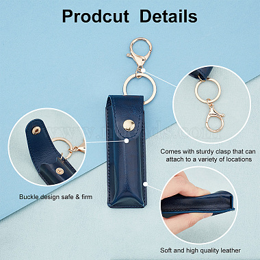 Portable Imitation Leather Chapstick Keychain Holder(KEYC-WH0029-56A)-4