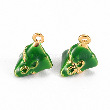 Real 18K Gold Plated Green Food Brass+Enamel Charms