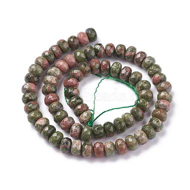 Faceted Natural Unakite Rondelle Beads Strands(X-G-K090-10)-4