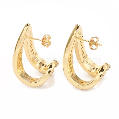 Boucles d'oreilles triangle en zircone cubique transparente(EJEW-L231-74G)-3