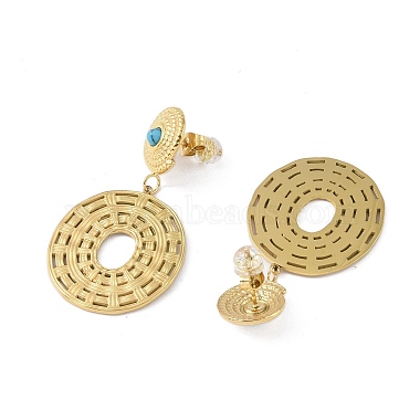 Natural Turquoise & 304 Stainless Steel Rope Disc Dangle Stud Earrings for Women(EJEW-G390-05G-02)-2