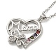 Ожерелья с подвеской в виде сердца из латуни с цирконием ко Дню матери(NJEW-R263-03B-P)-1
