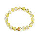 Round Glass Beaded Stretch Bracelet with Gold Plated Brass Ring for Women(BJEW-N018-02G)-1