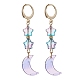 Moon & Star Glass Dangle Leverback Earrings with 304 Stainless Steel Pins(EJEW-JE05605-01)-1