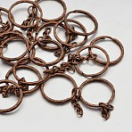 Iron Split Key Rings, Keychain Clasp Findings Red Copper, 25x3mm(IFIN-H046-R)