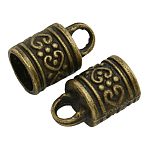 Tibetan Style Alloy Cord Ends, Column, Cadmium Free & Nickel Free & Lead Free, Antique Bronze, 16x10mm, Hole: 3.5mm, about 350pcs/1000g(TIBE-090-AB-NR)