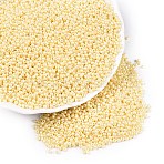 12/0 FGB Grade A Round Glass Seed Beads, Baking Paint, Lemon Chiffon, 2.3x1.5mm, Hole: 1mm, about 48500pcs/pound(SEED-N001-A-1034)