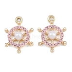 Alloy & Resin & ABS Plastic Pearl Pendants, Helm Charms, Long-Lasting Plated, Rack Plating, Golden, 23x17x6.5mm, Hole: 1.9mm(RE-CBA415D-37G)