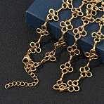 304 Stainless Steel Flower Link Chain Necklaces, Ion Plating(IP), Golden, 20.08 inch(51cm)(SA-CBA2696-03G)