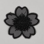 Organza Embroidery Sew on Appliques, Sewing Craft Decoration for Wedding Dress, Cheongsam, Flower, Black, 55x55x1.5mm(PATC-WH0008-61D)