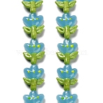 Handmade Lampwork Beads Strands, Tulip, Light Sky Blue, 21.5~22.5x18~18.5x7mm, Hole: 1.5mm, about 20pcs/strand, 16.14''(41cm)(LAMP-A005-03B)