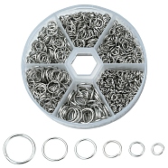 1 Box Iron Jump Rings Set, Mixed Sizes, Open Jump Rings, Round Ring, Platinum, 18~21 Gauge, 4~10x0.7~1mm, Inner Diameter: 2.6~8mm, 10g/size, 6 sizes, about 1000pcs/box(IFIN-YW0001-44P)