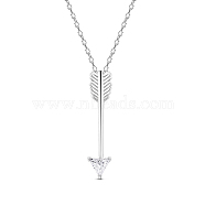 TINYSAND Rhodium Plated 925 Sterling Silver Vertical Arrows Necklace, Platinum, 14 inch(TS-N477-S)