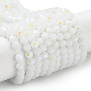 Opaque Glass Beads Strands, Faceted, Round, White, 4mm, Hole: 0.8mm, about 93~95pcs/strand, 14.37~14.49''(36.5~36.8cm)(EGLA-A035-P4mm-L01)