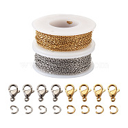 DIY Stainless Steel Chain Necklaces & Bracelets Making Kits, Including Cable Chains & Lobster Claw Clasps & Open Jump Rings, Golden & Stainless Steel Color, Chain: 20m/set(DIY-YS0001-24)